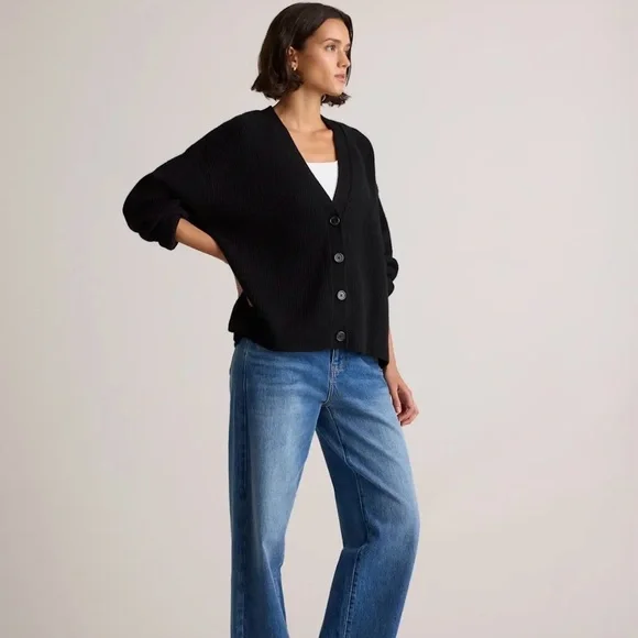 NWOT QUINCE Womens Mongolian Cashmere Fisherman Boxy Cropped Cardigan Sweater XL - Picture 12 of 12